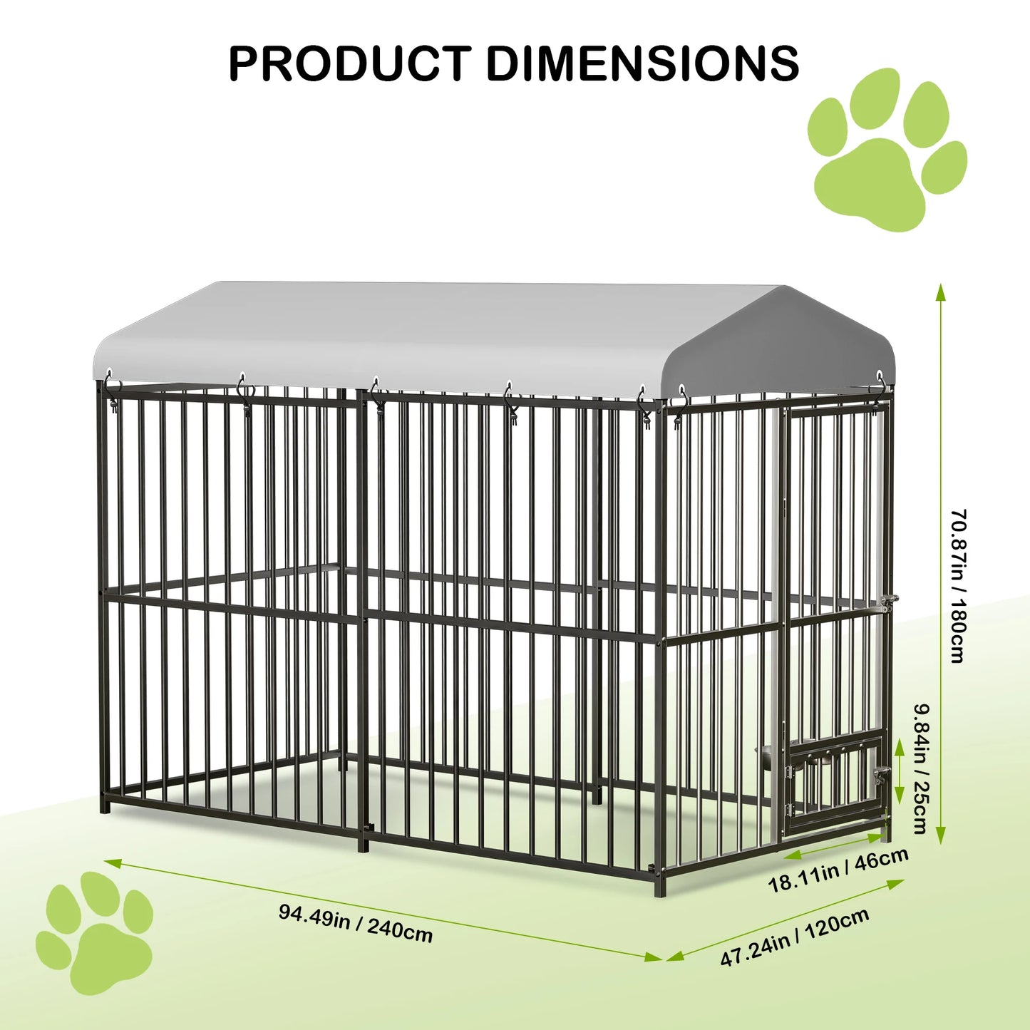 HiMISS Galvanized Metal Dog Kennel With UV Water-Resistant Cover