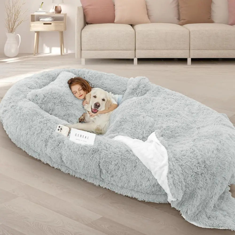Memory Foam Dog Bed with Pillow Blanket and Strap