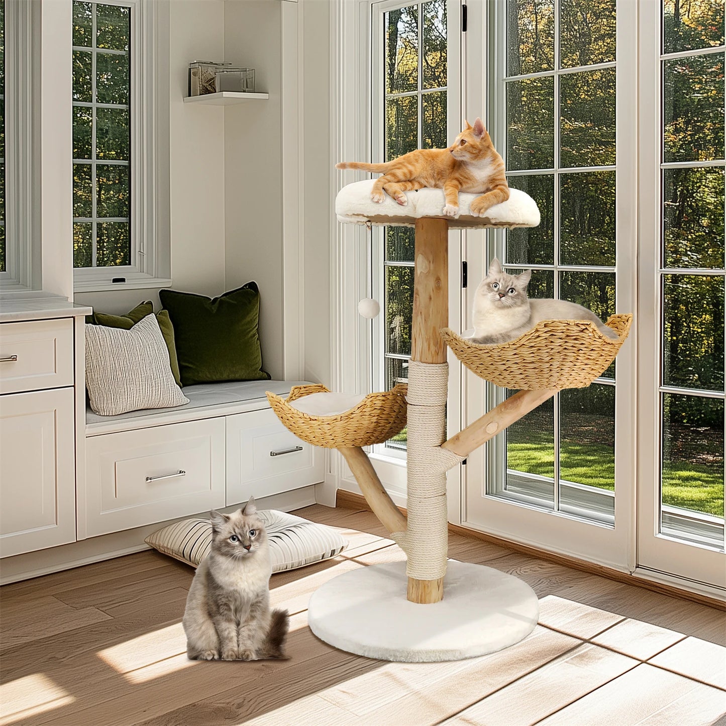 BINGOPAW Modern Cat Tree Activity Tower With Plush Cushion And Toy Ball
