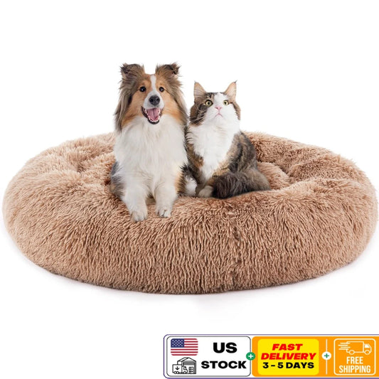 NONECN Cozy Donut Dog Cat Bed Machine Washable Anti Slip