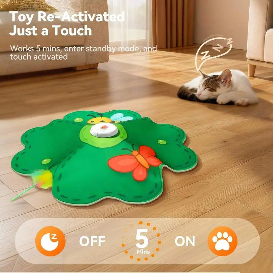 Rechargeable Interactive Cat Toy With Movable LED Dot Feather Wand