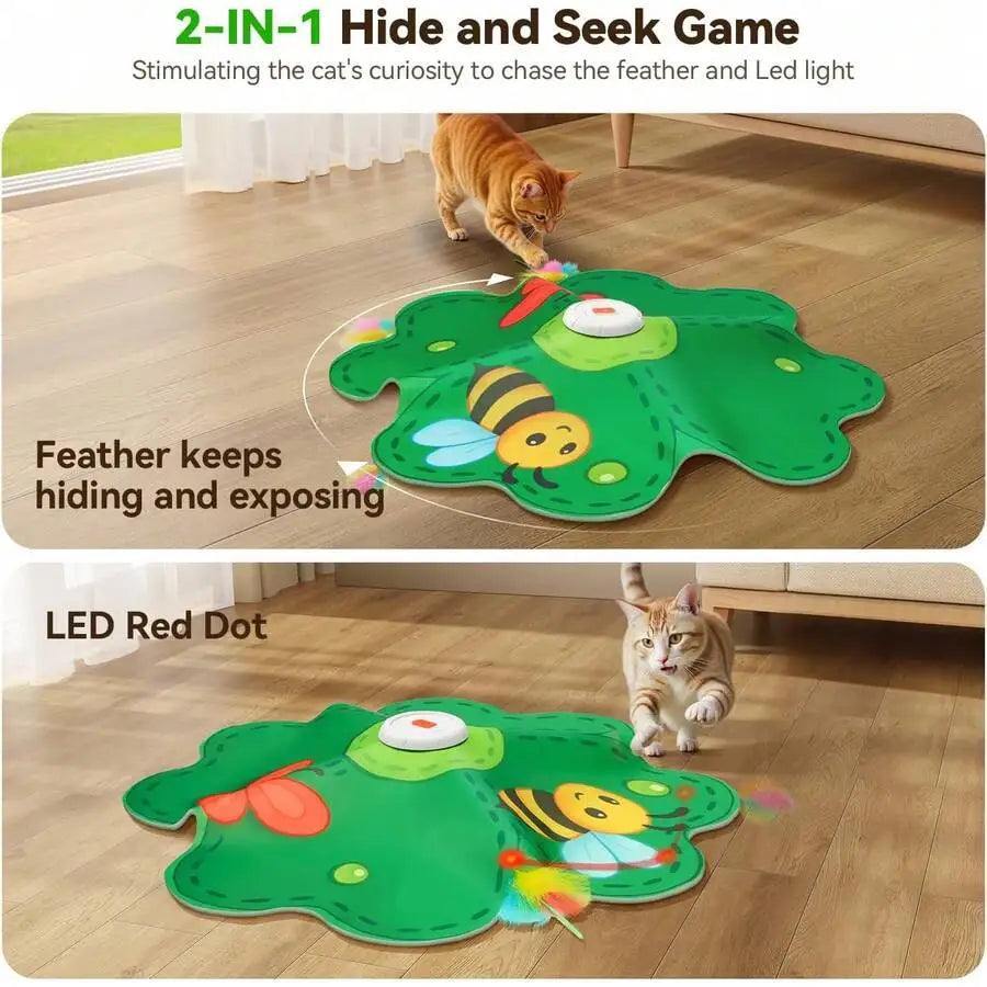 Rechargeable Interactive Cat Toy With Movable LED Dot Feather Wand