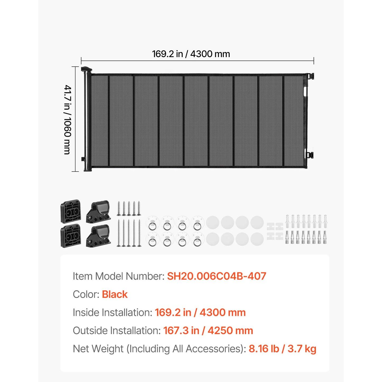 SucceBuy Retractable Baby Gate With Walk Through Safety Lock