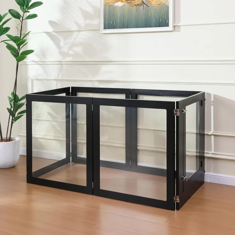 Clear Acrylic Dog Playpen With Metal Frame Enclosure