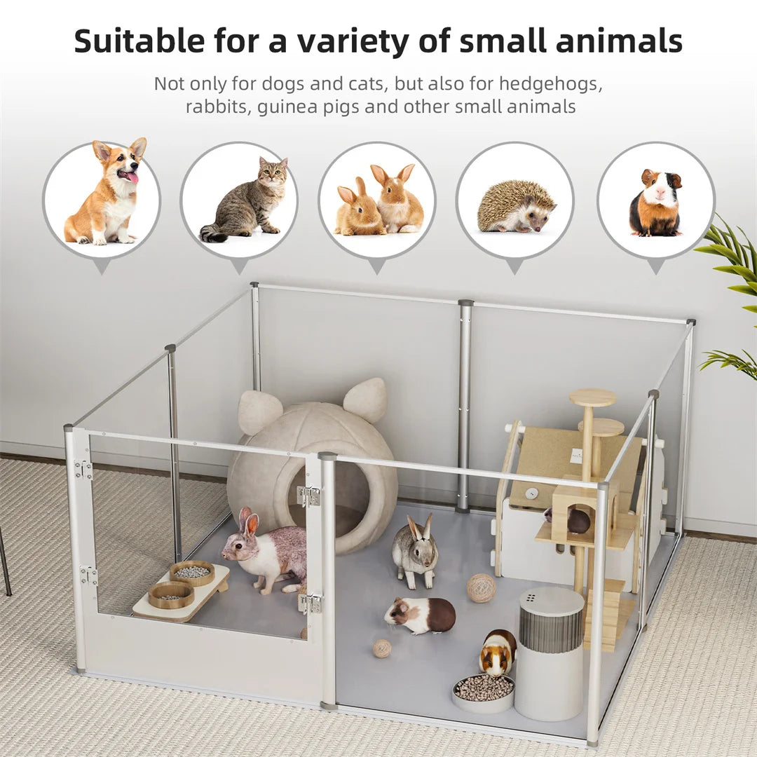 BINGOPAW Indoor Pet Whelping Pen Clear Acrylic Playpen Waterproof Pad