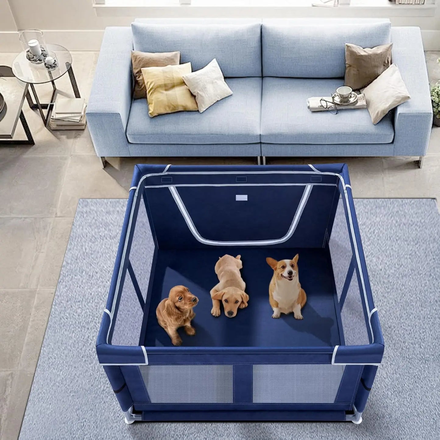 Zfgryim Indoor Dog Playpen With Gate For Puppies And Pets