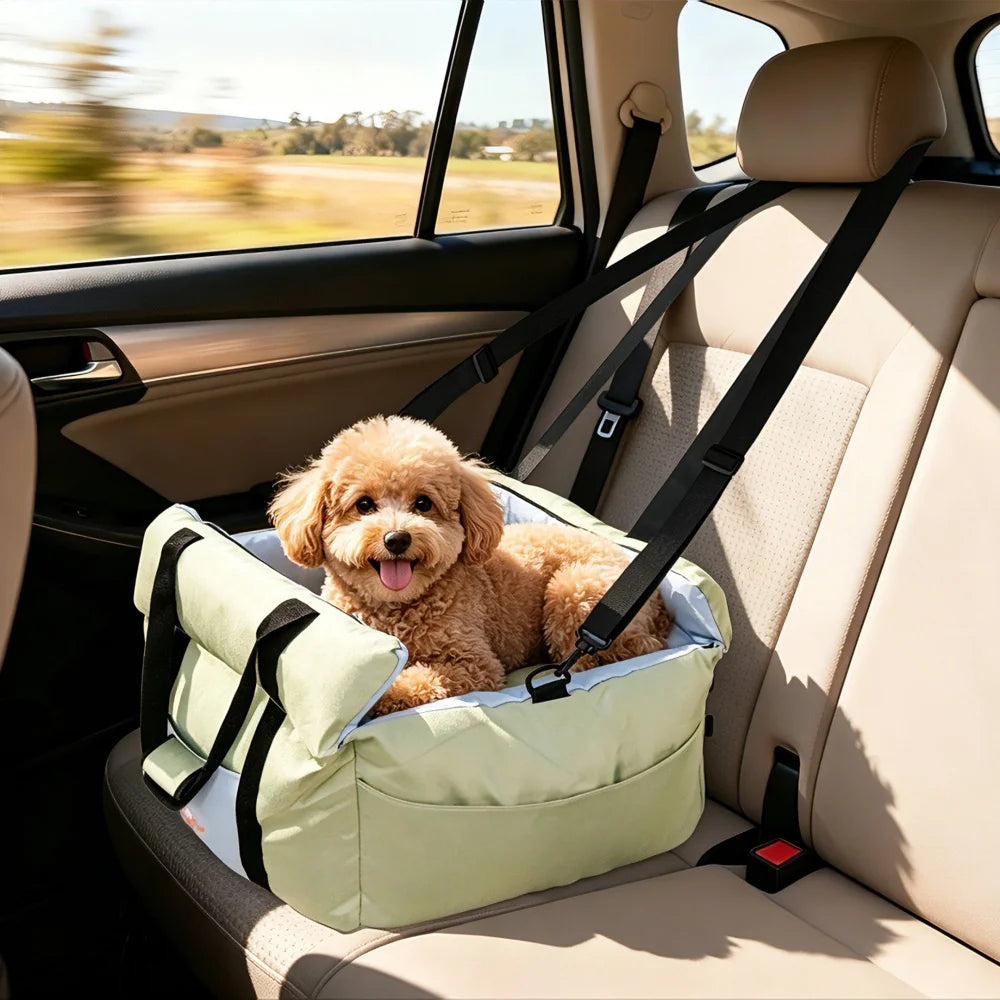 Borwart Portable Dog Car Seat With Safety Belt And Washable Cover