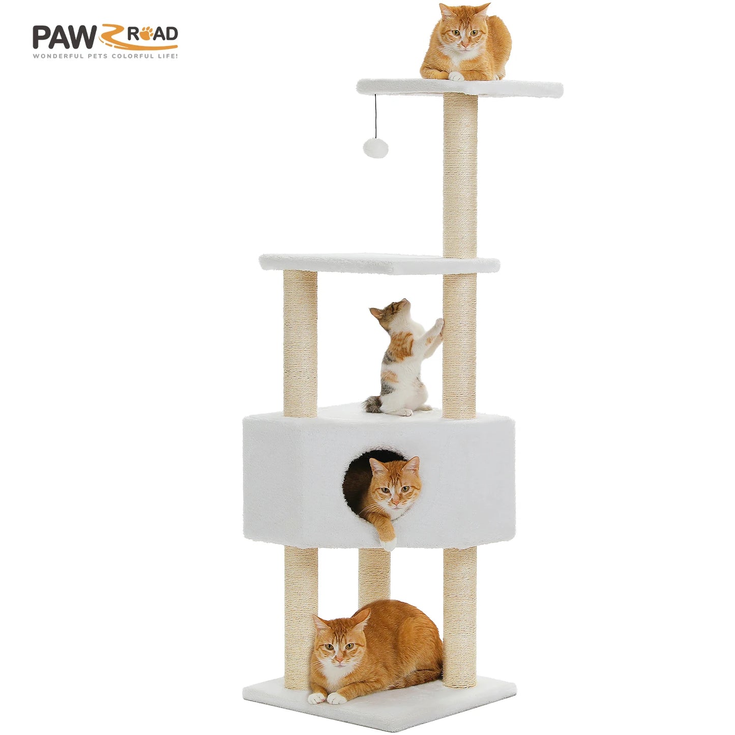 PAWZ Road Cat Tree With Toy Tower And Plush Hammock