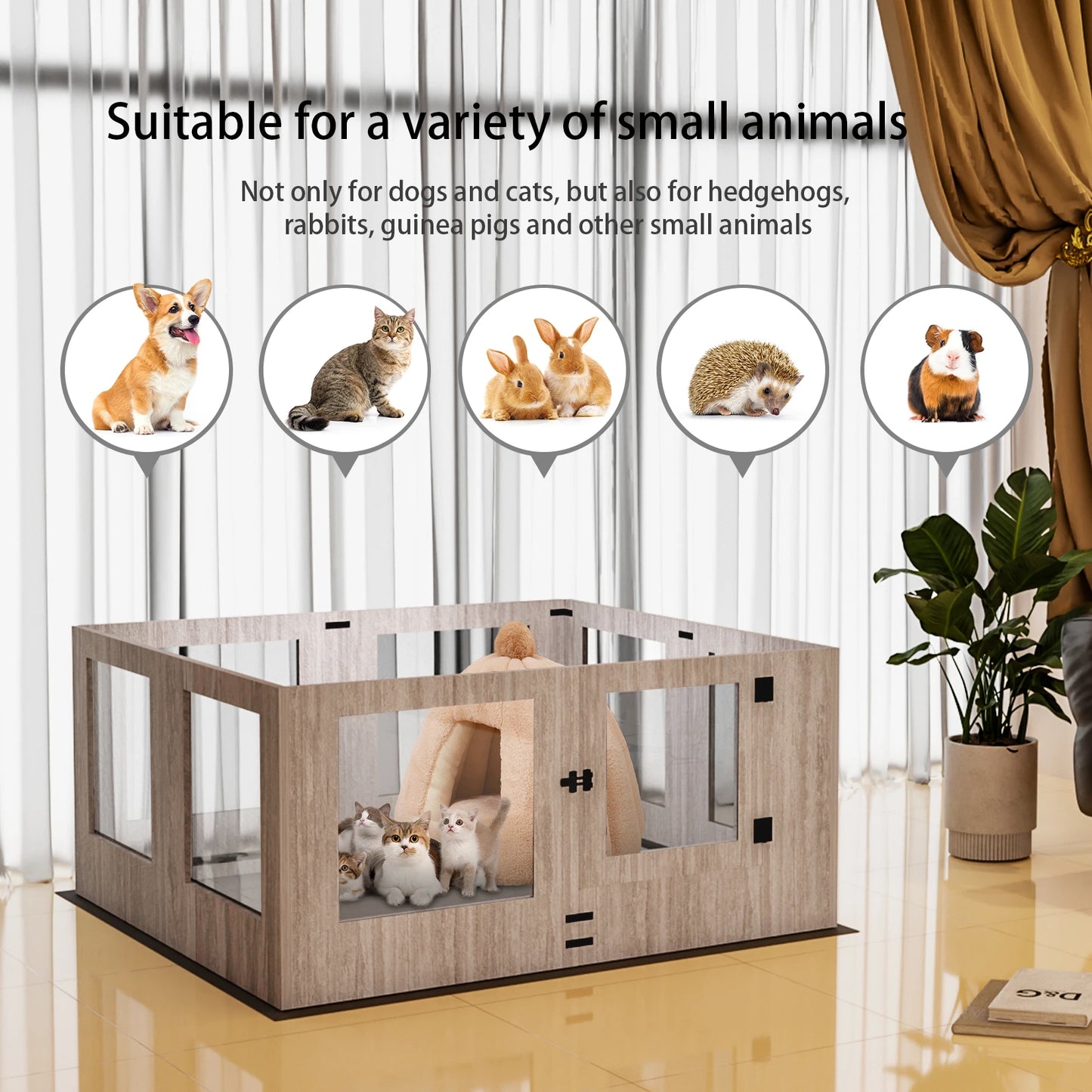BINGOPAW Tempered Glass Dog Playpen Whelping Fence Waterproof Pad