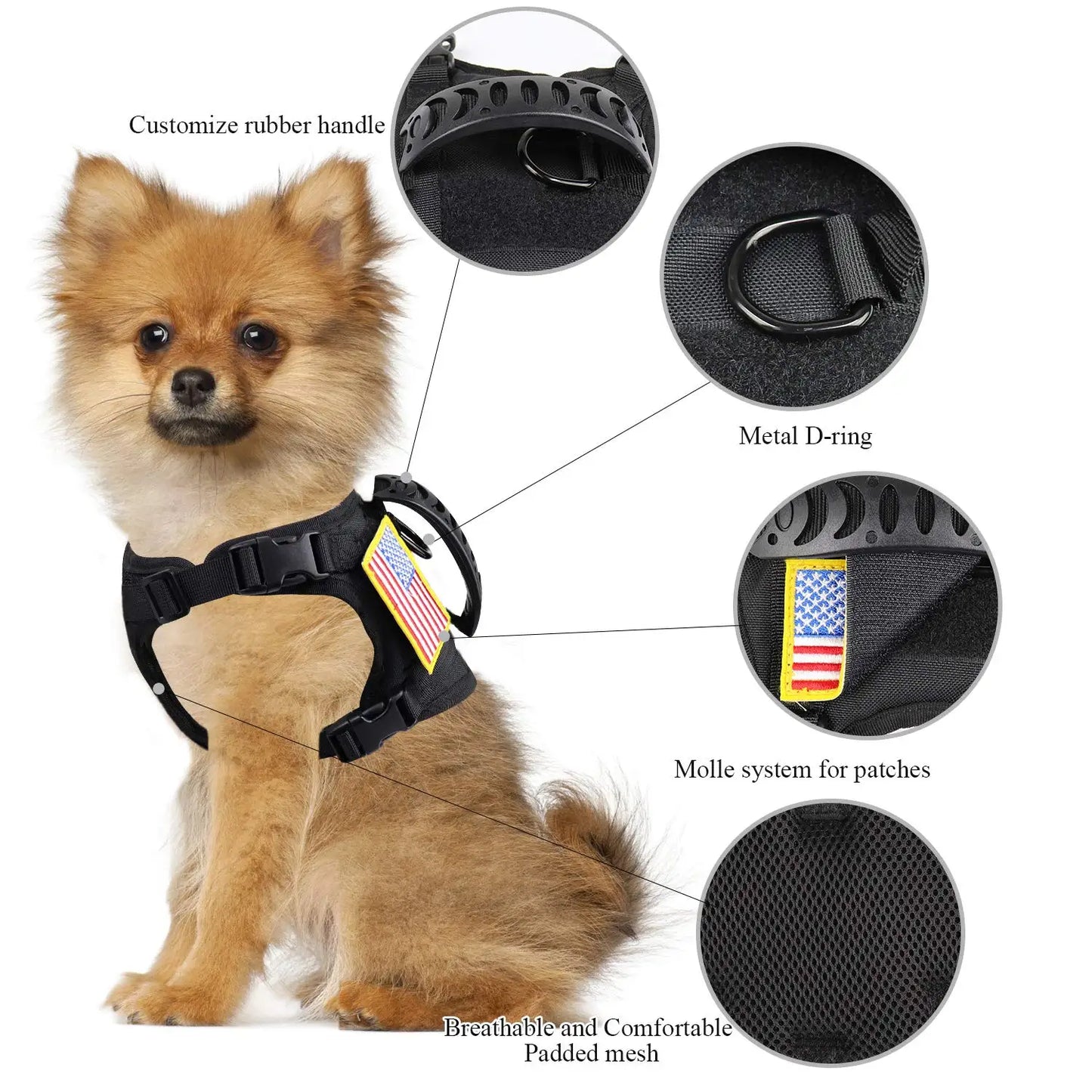 PETRAVEL Tactical Puppy Harness Leash Set For Small Dogs