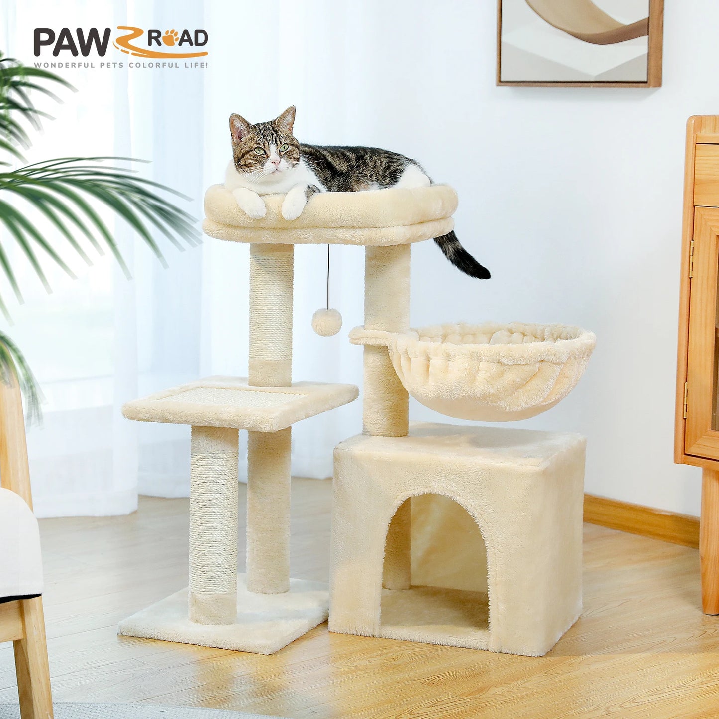 PAWZ Road Three Tier Cat Tree For Indoor Cats Scratching