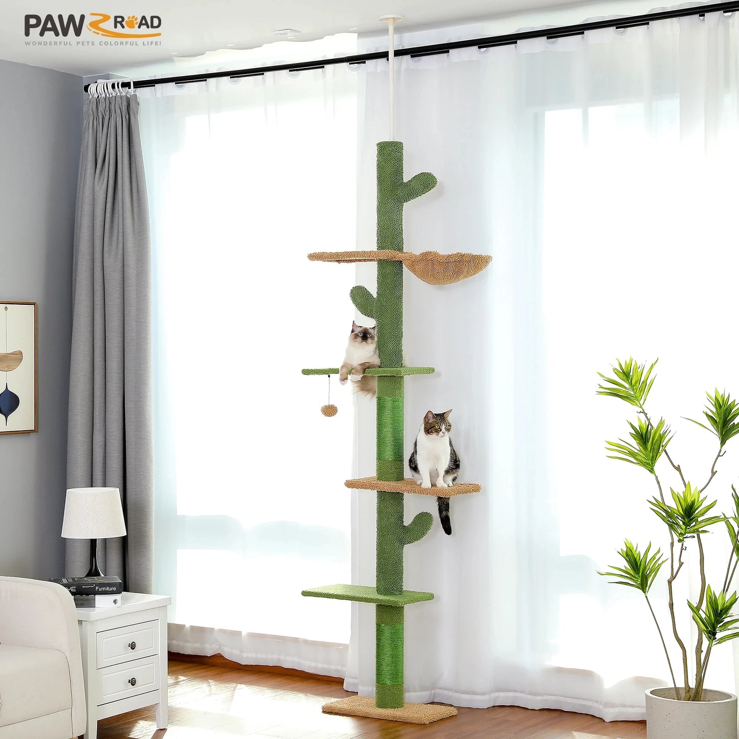 PAWZ Road Cat Tree 5-Tier Floor To Ceiling Tower Indoor