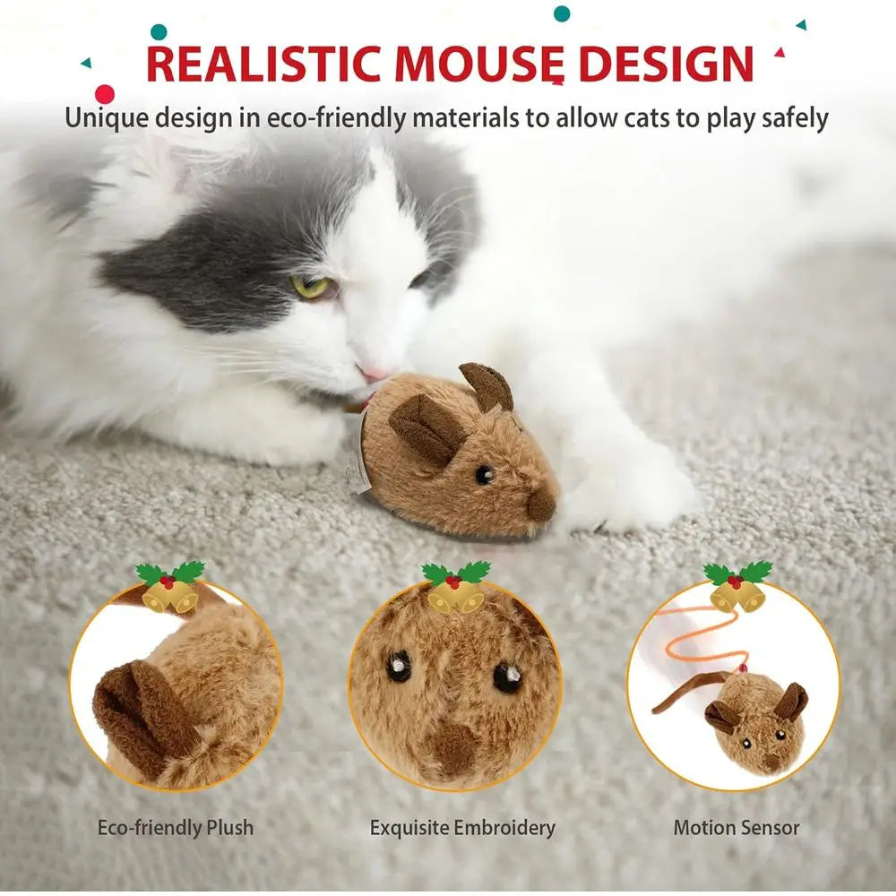 Interactive Cat Toy Mouse Automatic Squeaky For Kitten Indoor Outdoor