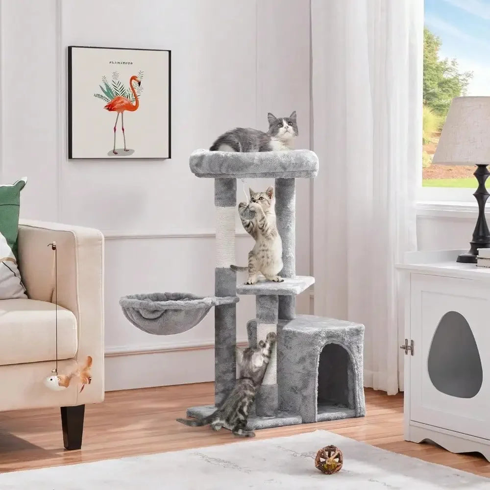Cat Tower With Plush Cover, Condo, Platform And Basket