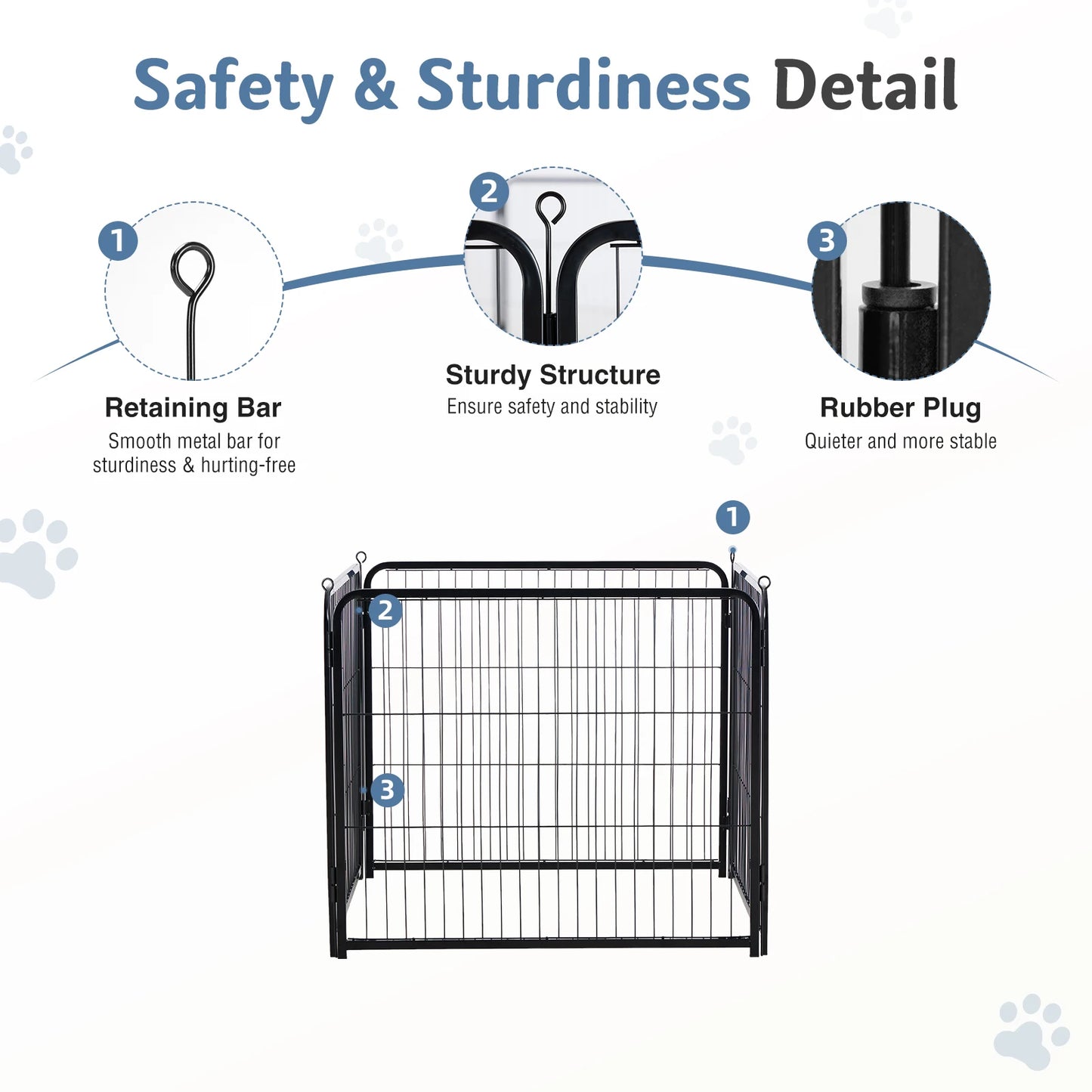 JHK 4 Panels Metal Dog Playpen Pet Fence 24 Inch to 40 Inch Foldable Large Dog Puppy ExercExercise for Yard Gate Camping Outdoor