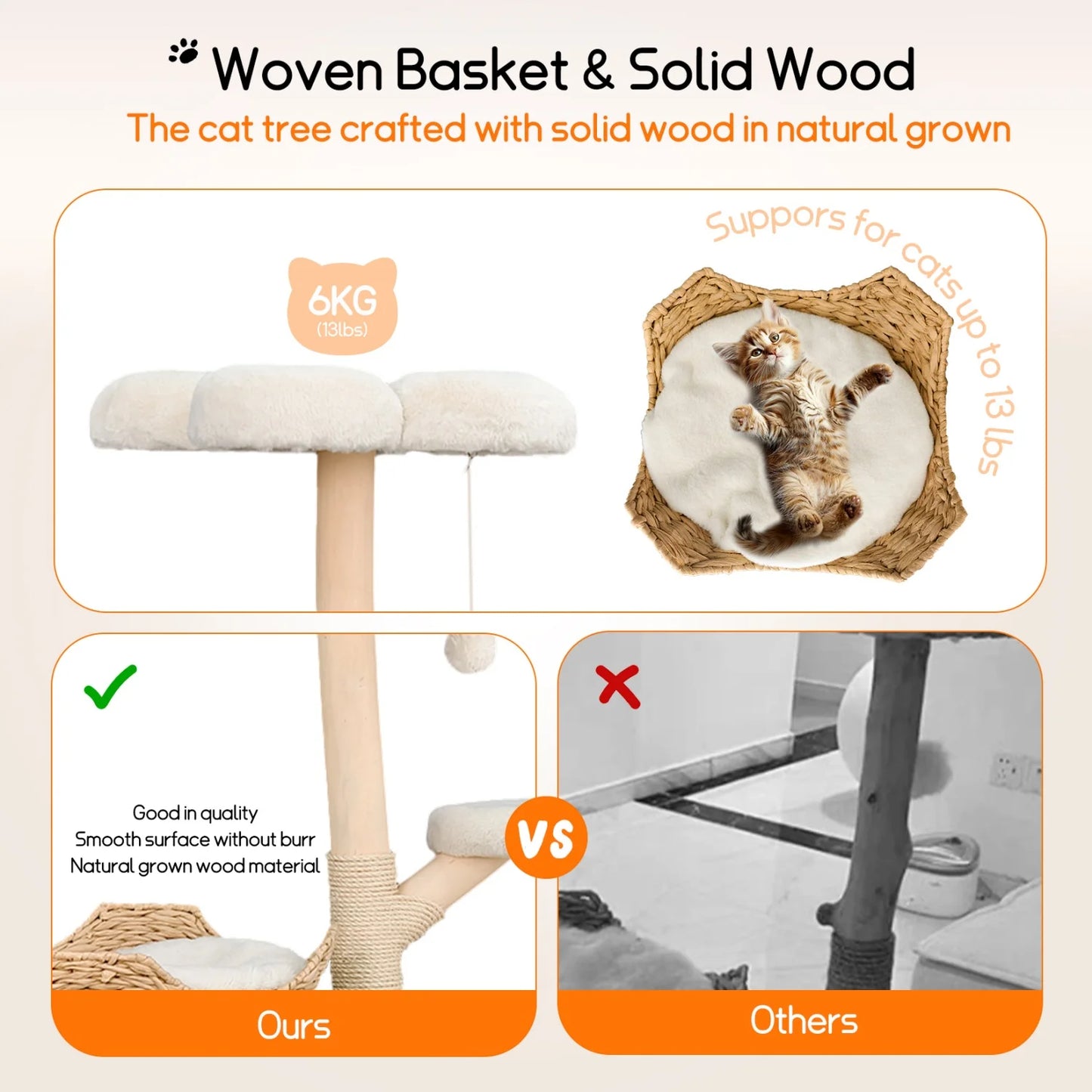 BINGOPAW Multi Level Cat Tree With Hanging Ball And Sisal Scratching Posts