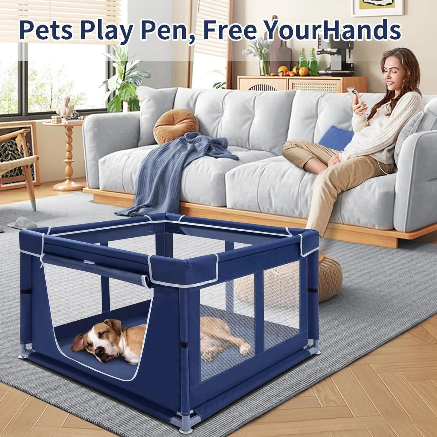 Zfgryim Indoor Dog Playpen With Gate For Puppies And Pets