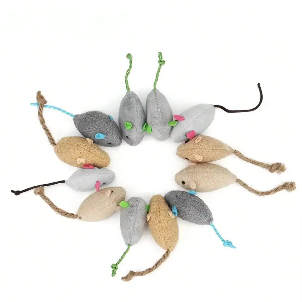 Interactive Fleece Cat Mouse Toy With Squeaking Rattle For Indoor Use