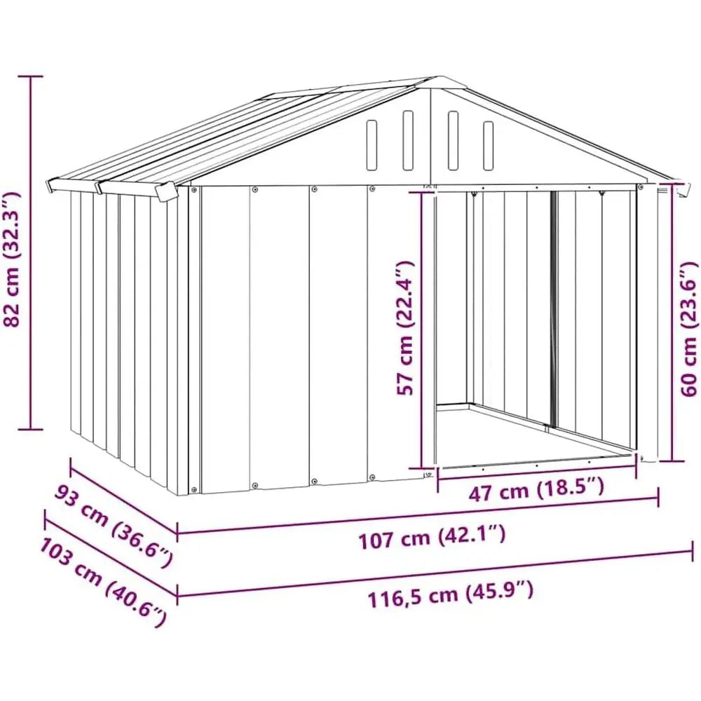 Weatherproof Outdoor Dog House Galvanized Steel Kennel