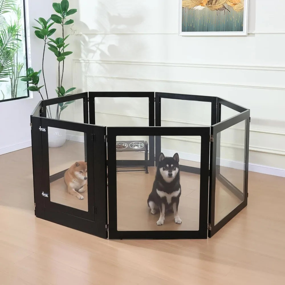 Clear Acrylic Dog Playpen With Metal Frame Enclosure