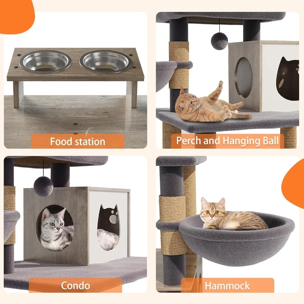 All In One Cat Habitat With Litter Box Enclosures System
