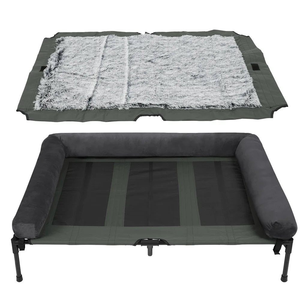 BORWART CN Outdoor Raised Dog Bed With Cooling Plush Mat