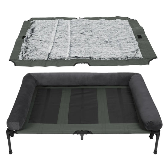 BORWART CN Outdoor Raised Dog Bed With Cooling Plush Mat