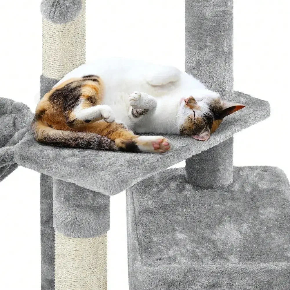 Cat Tower With Plush Cover, Condo, Platform And Basket