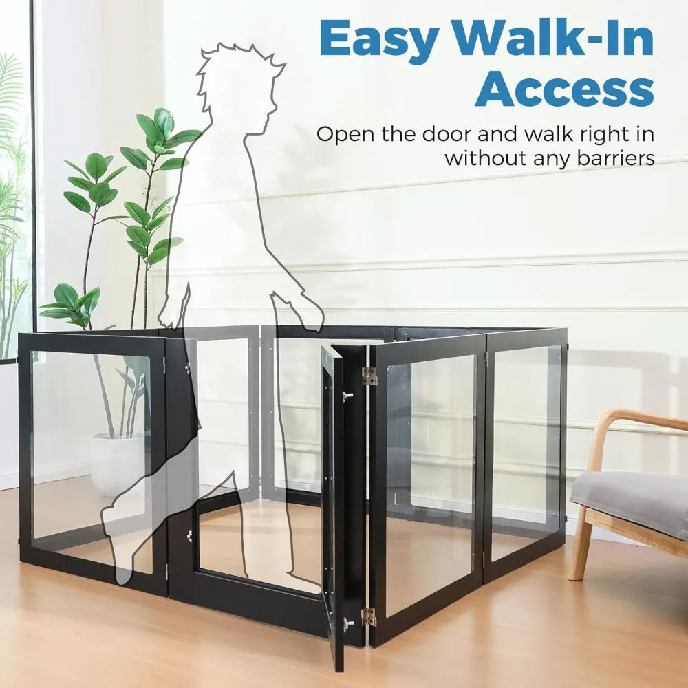 Clear Acrylic Dog Playpen With Metal Frame Enclosure