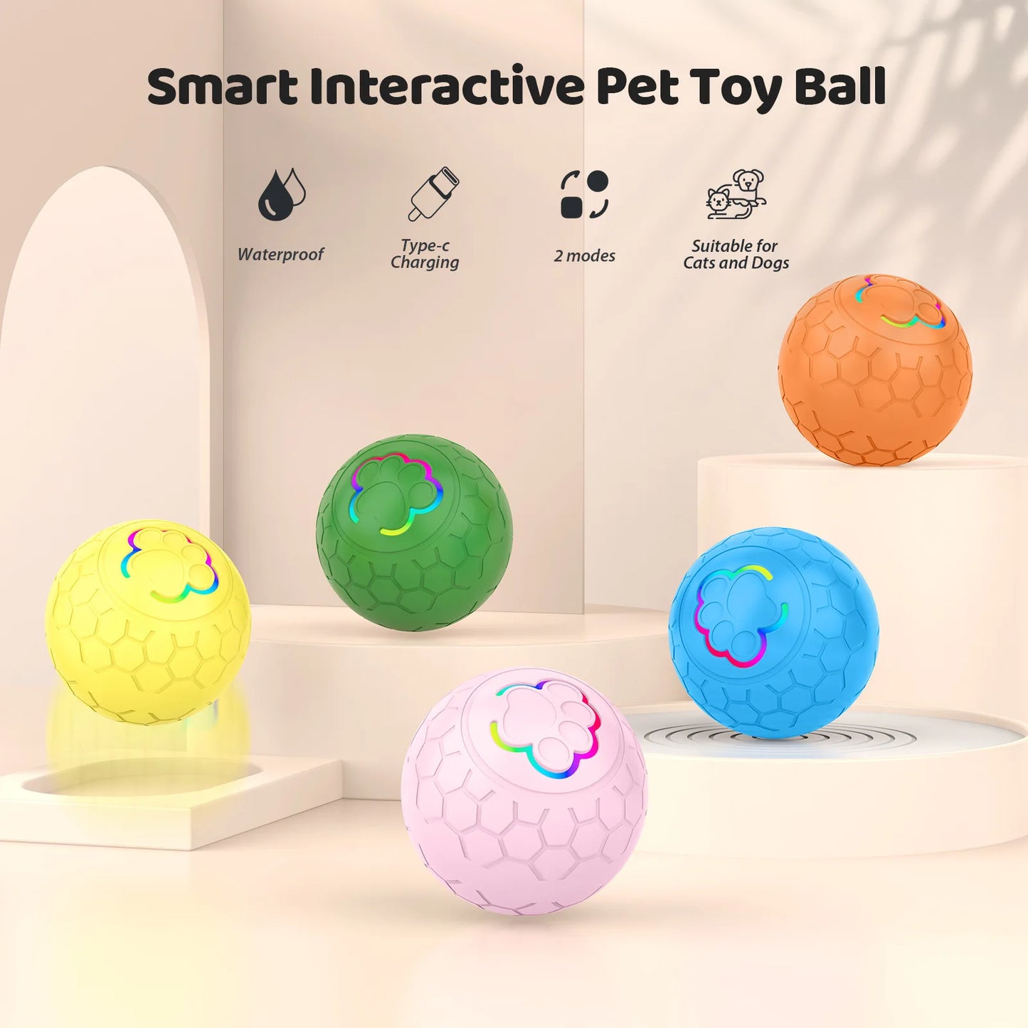 Electronic Interactive Dog Bouncing Ball With USB Charging RGB Lights
