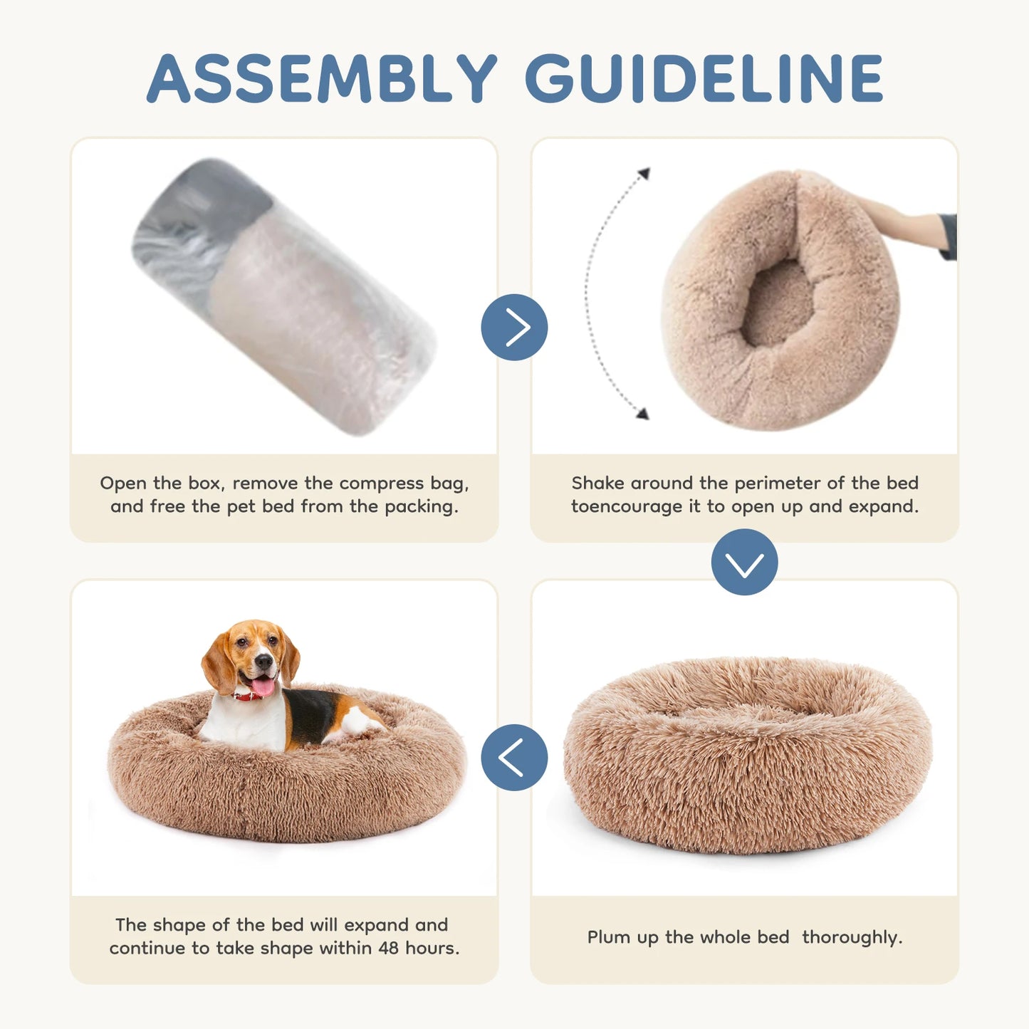 MCQ Round Faux Fur Orthopedic Dog Bed For Indoor Comfort