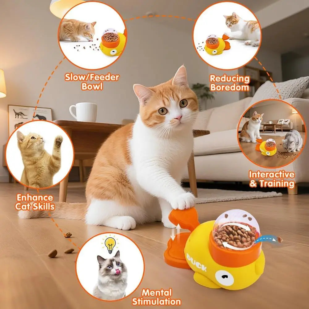 Interactive Cat Treat Dispenser And Puzzle Toy Slow Feeder