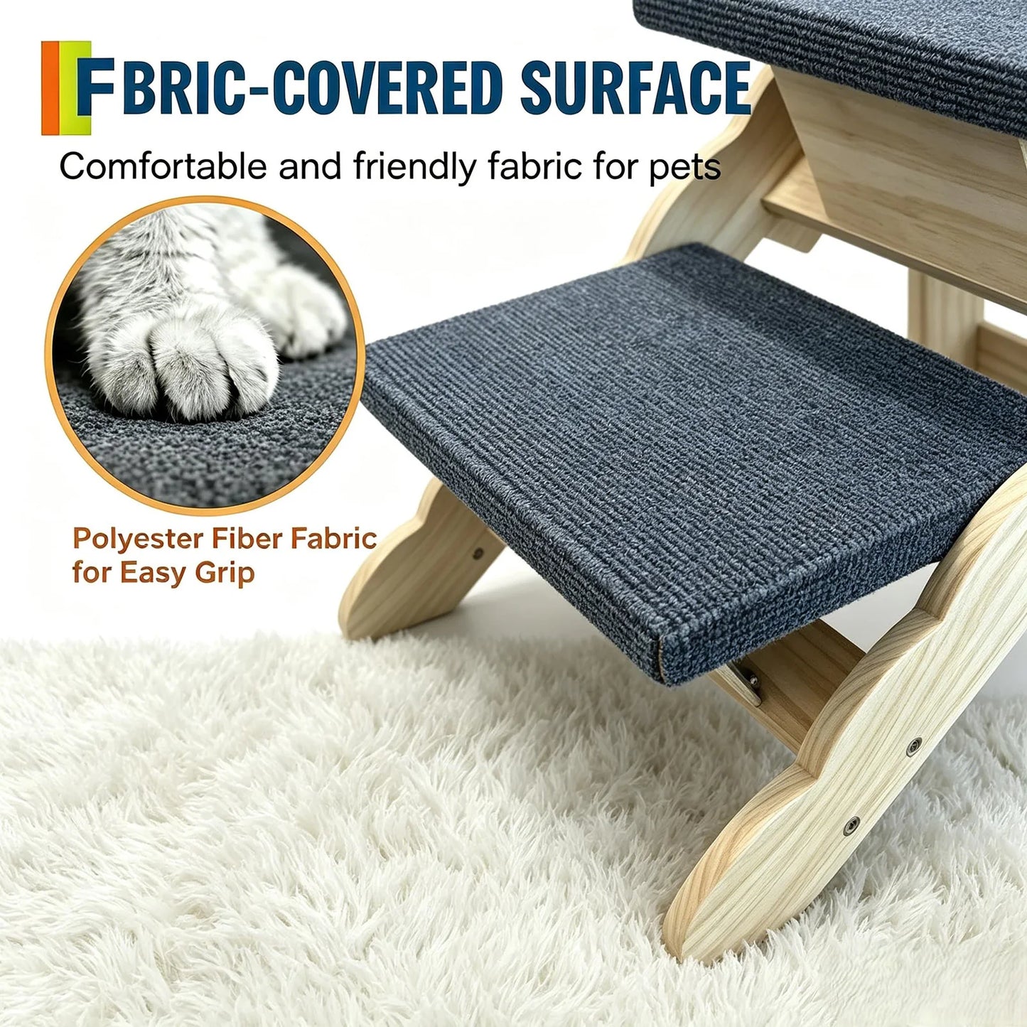 DishyKooker Wooden Pet Stairs And Folding Dog Safety Ramp