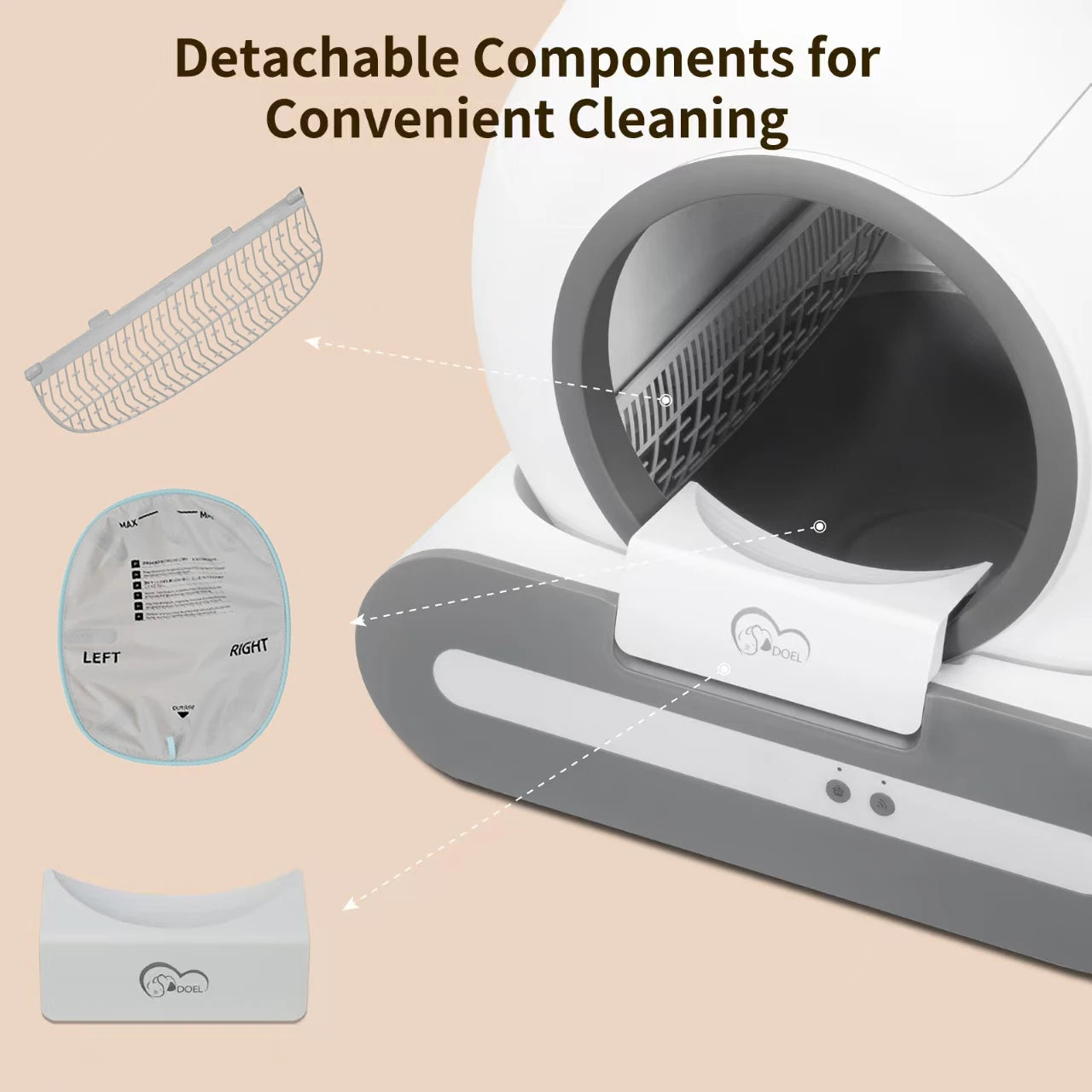 DOEL App Controlled Self Cleaning Cat Litter Box WiFi Enabled