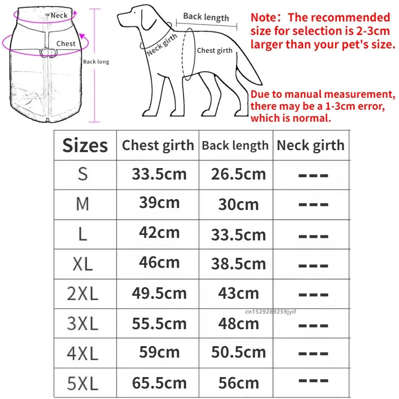 NONECN Waterproof Warm Dog Coat Winter Jacket Padded Zipper For Dogs