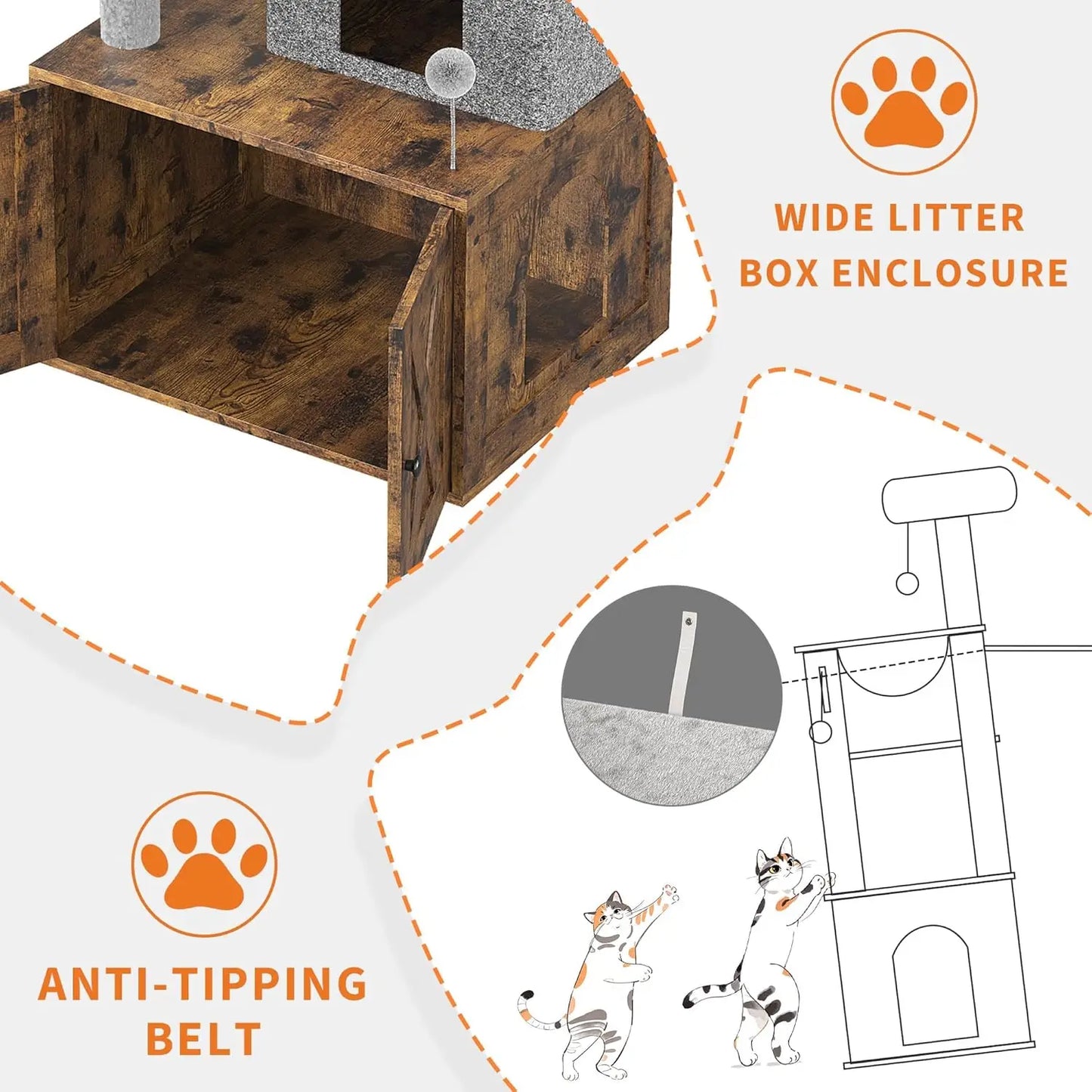 HiMISS Multi Level Cat Villa With Litter Box Scratching Post