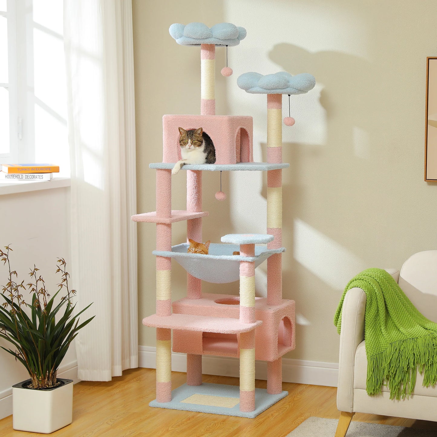 PETEPELA Cat Tree Tower For Indoor Cats With Sisal Covered Scratching Posts