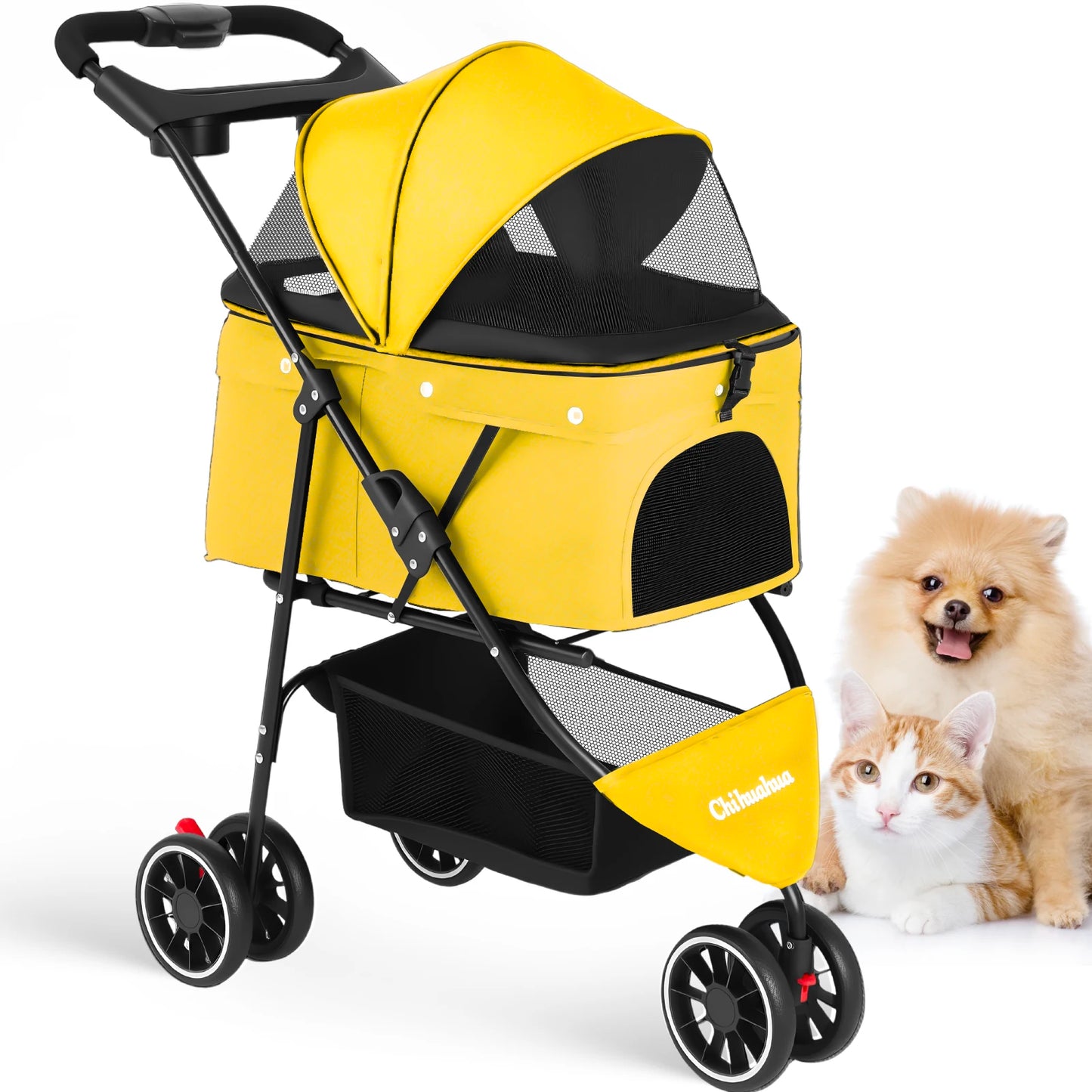 CHIHUAHUA Pet Stroller Foldable 3 Wheel Breathable Mesh Carrier