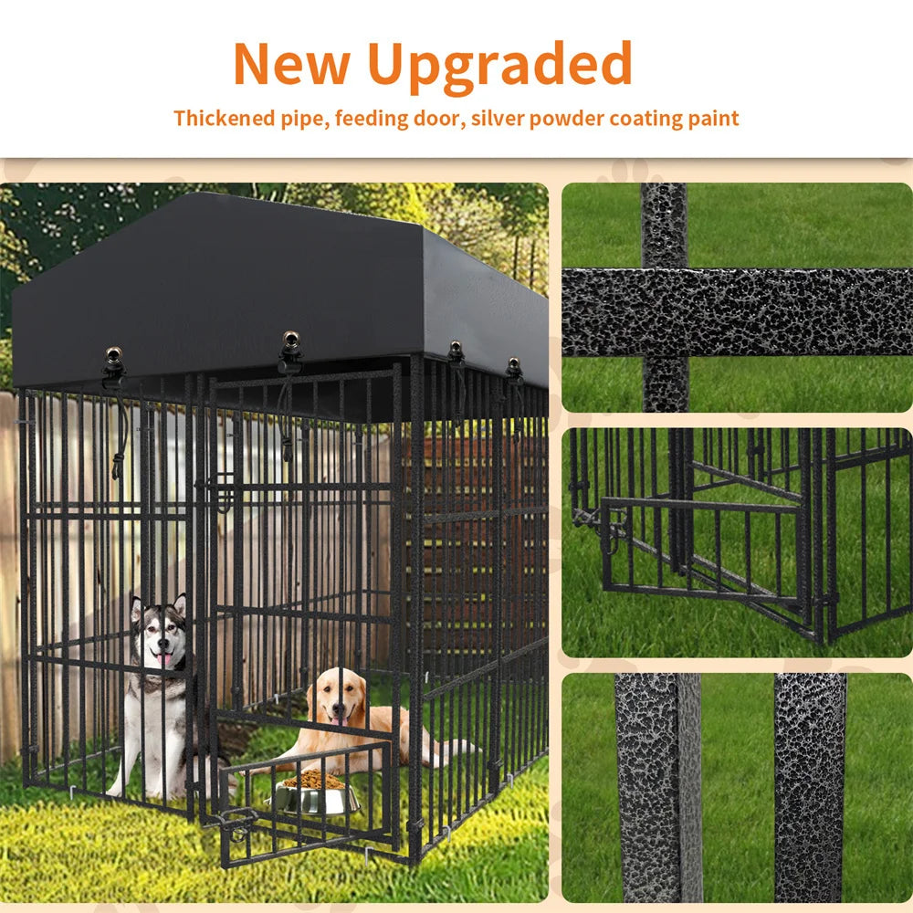 BORWART Heavy Duty Dog Kennel Welded Metal Playpen with Roof