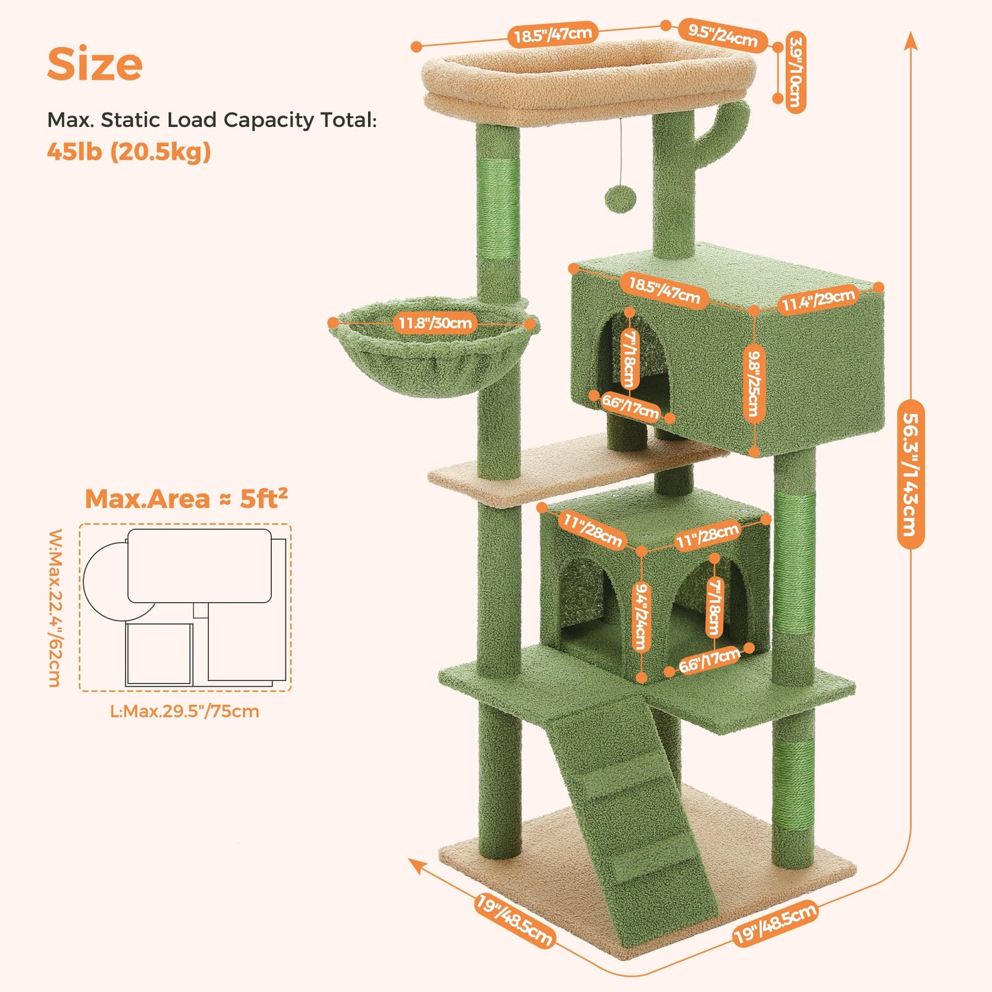 PAWZ Road Cat Tree With Toy Tower And Plush Hammock