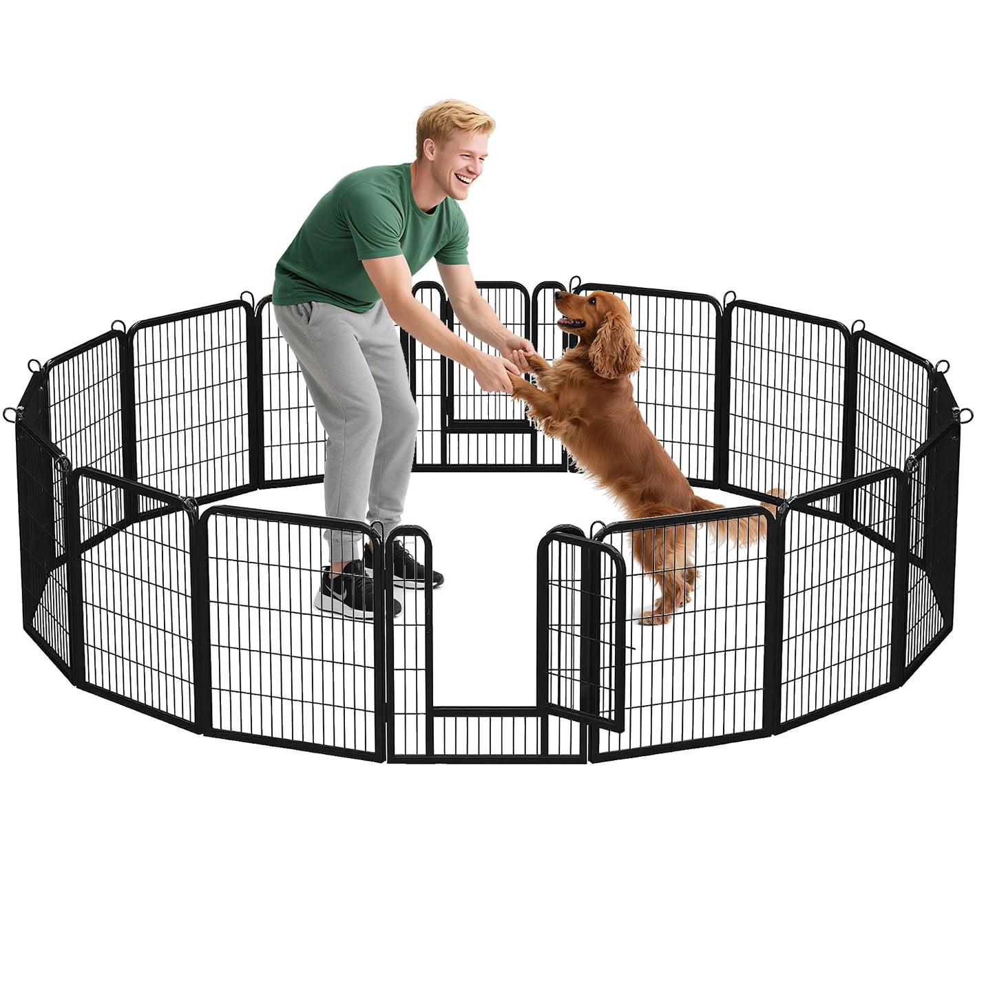 PEQULTI Heavy Duty Metal Puppy Playpen Indoor Outdoor