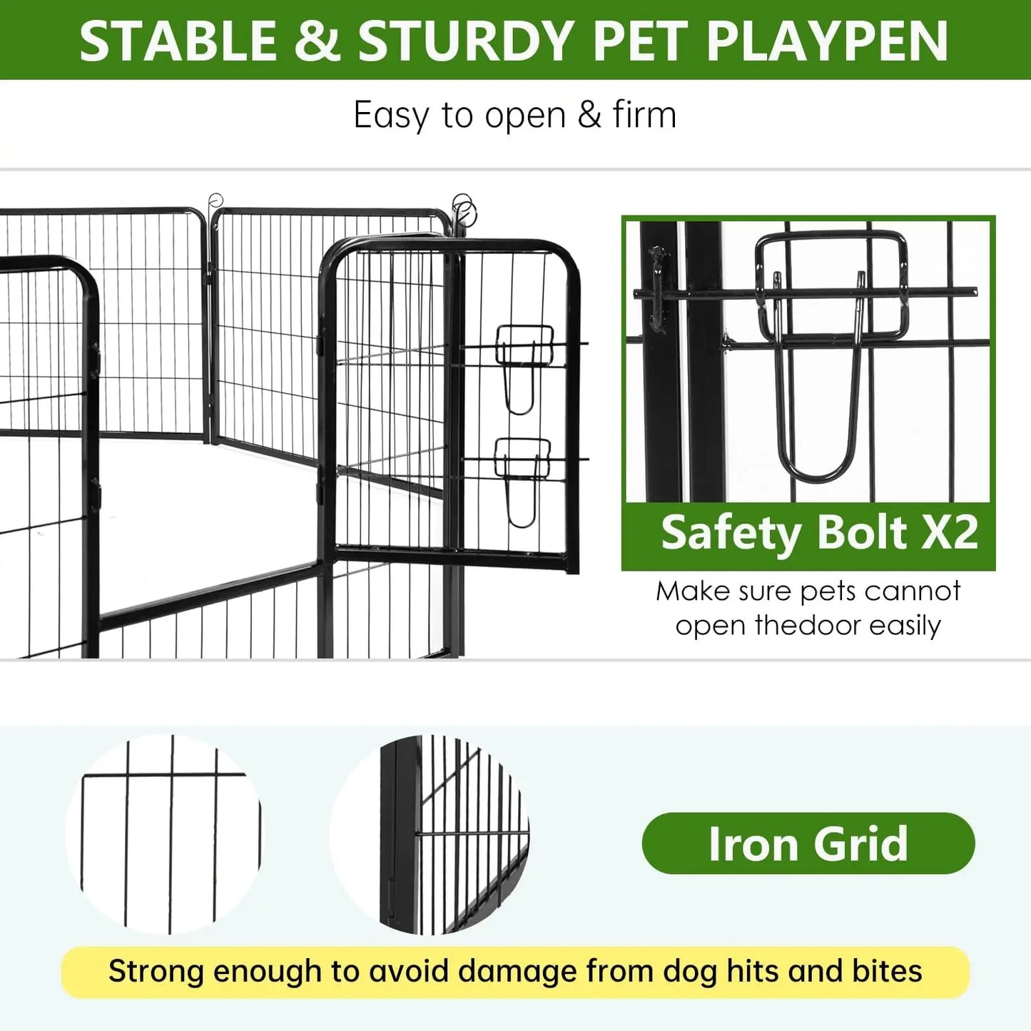 Heavy Duty Dog Playpen 8 Panels Rust Resistant Metal Fence