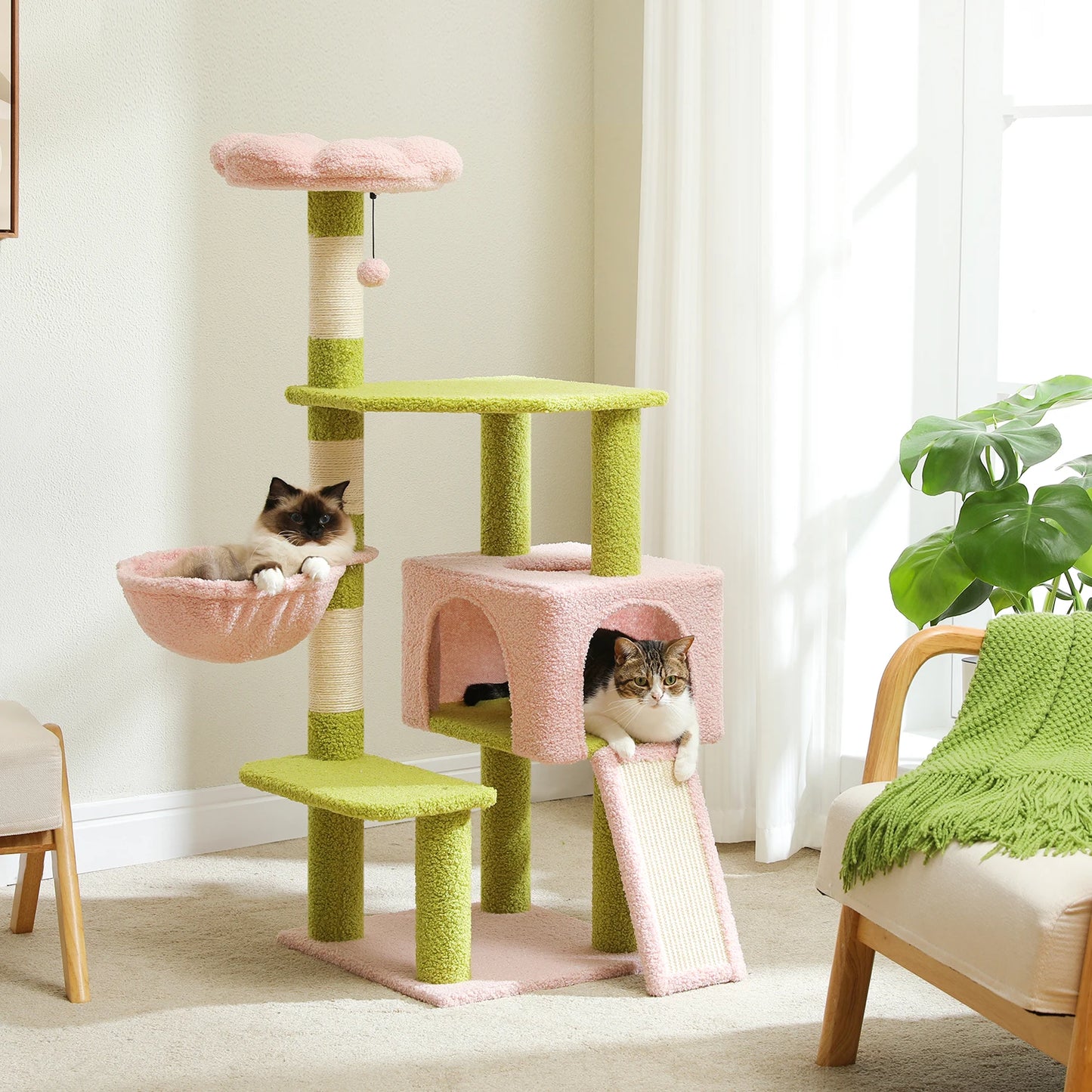 PAWZ Road Flower Cat Tree Multi Level Tower With Sisal Covered Scratching Posts
