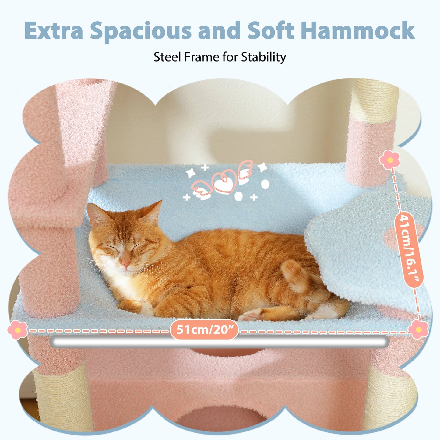 PETEPELA Cat Tree Tower For Indoor Cats With Sisal Covered Scratching Posts