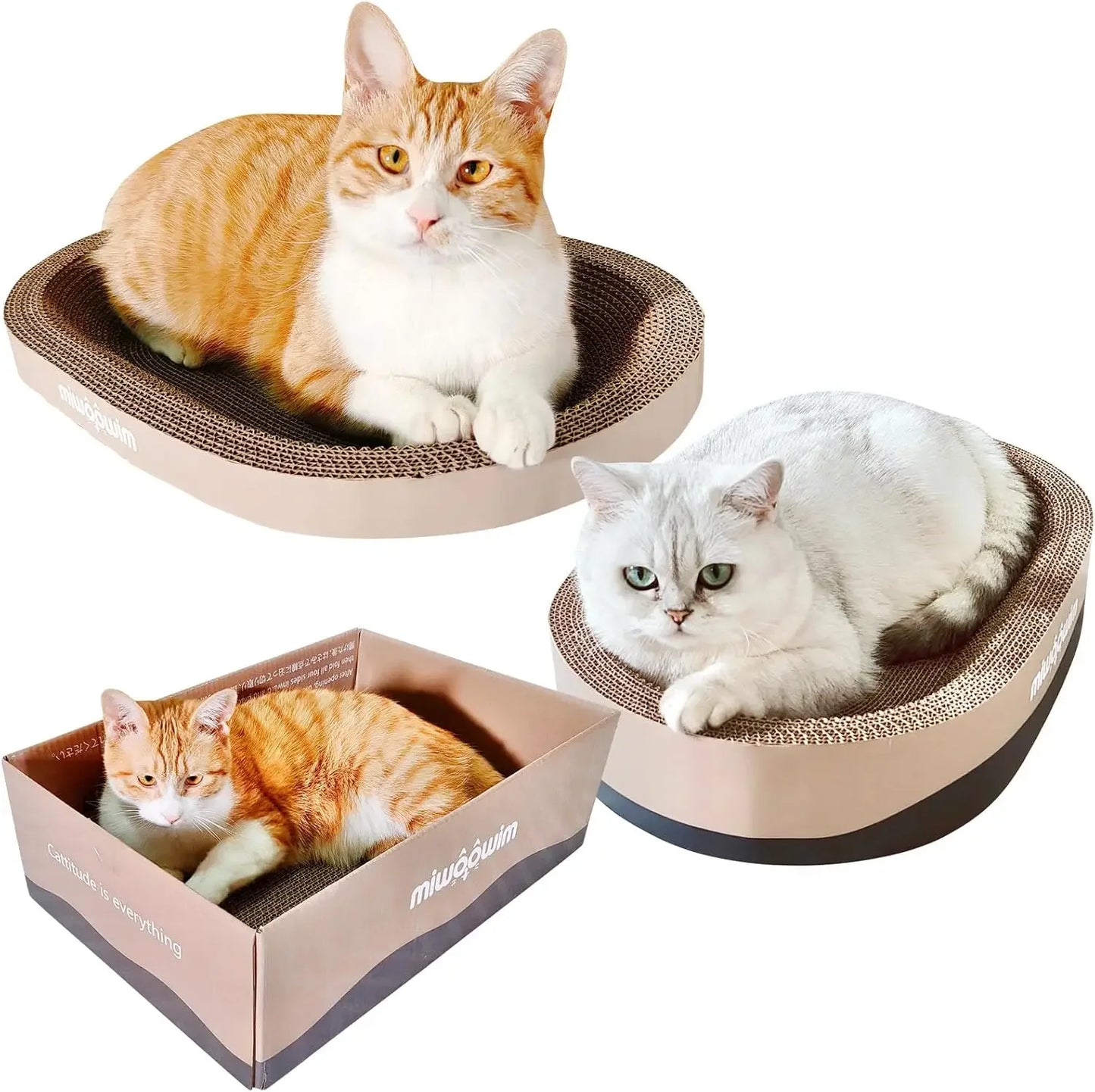 Cat Scratcher Set Cardboard Oval Beds For Indoor Cats
