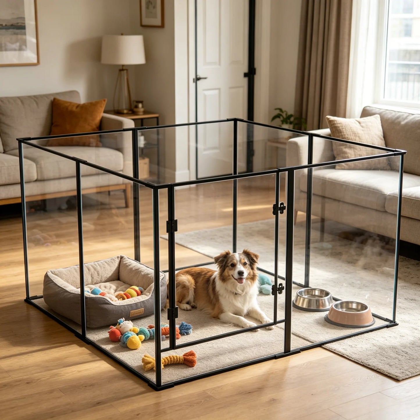 BINGOPAW 8 Panel Clear Acrylic Dog Playpen And Exercise Fence