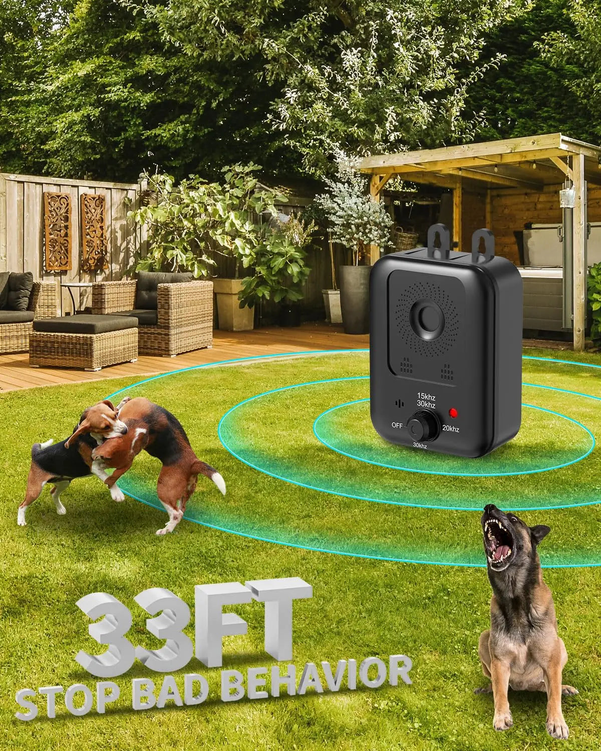 Automatic Ultrasonic Dog Bark Deterrent Rechargeable Indoor Outdoor