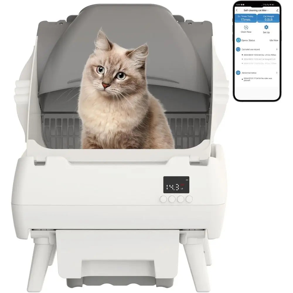 Cat Self Cleaning Litter Box With App Control Health Monitor