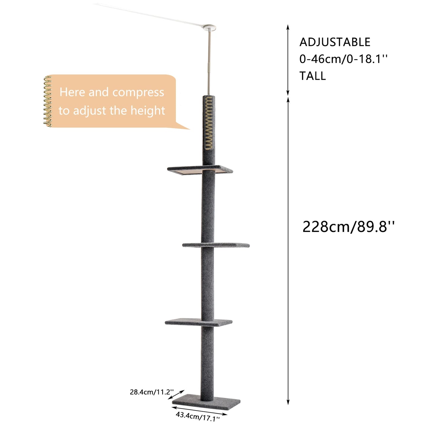 PEQULTI CN Adjustable Cat Tree with Scratching Posts