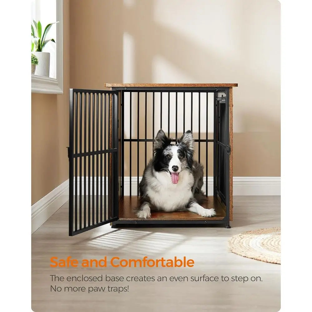 Heavy Duty Dog Crate Furniture With Wooden Side End Table